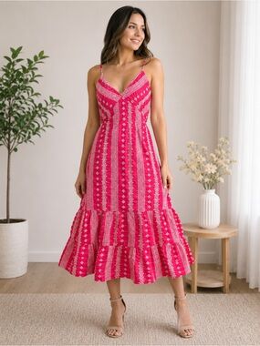 Pink Boho Dress M/L Sheer Open Back Sleeveless New No Lining